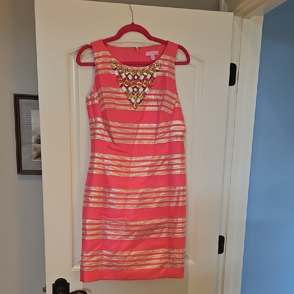 Vguc Lilly Pulitzer Glam Metallic Stripe Virginia Dress